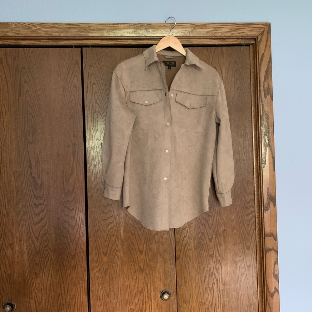 {TRUTH by. Republic} EUC! Faux Leather Button-Up Shirt